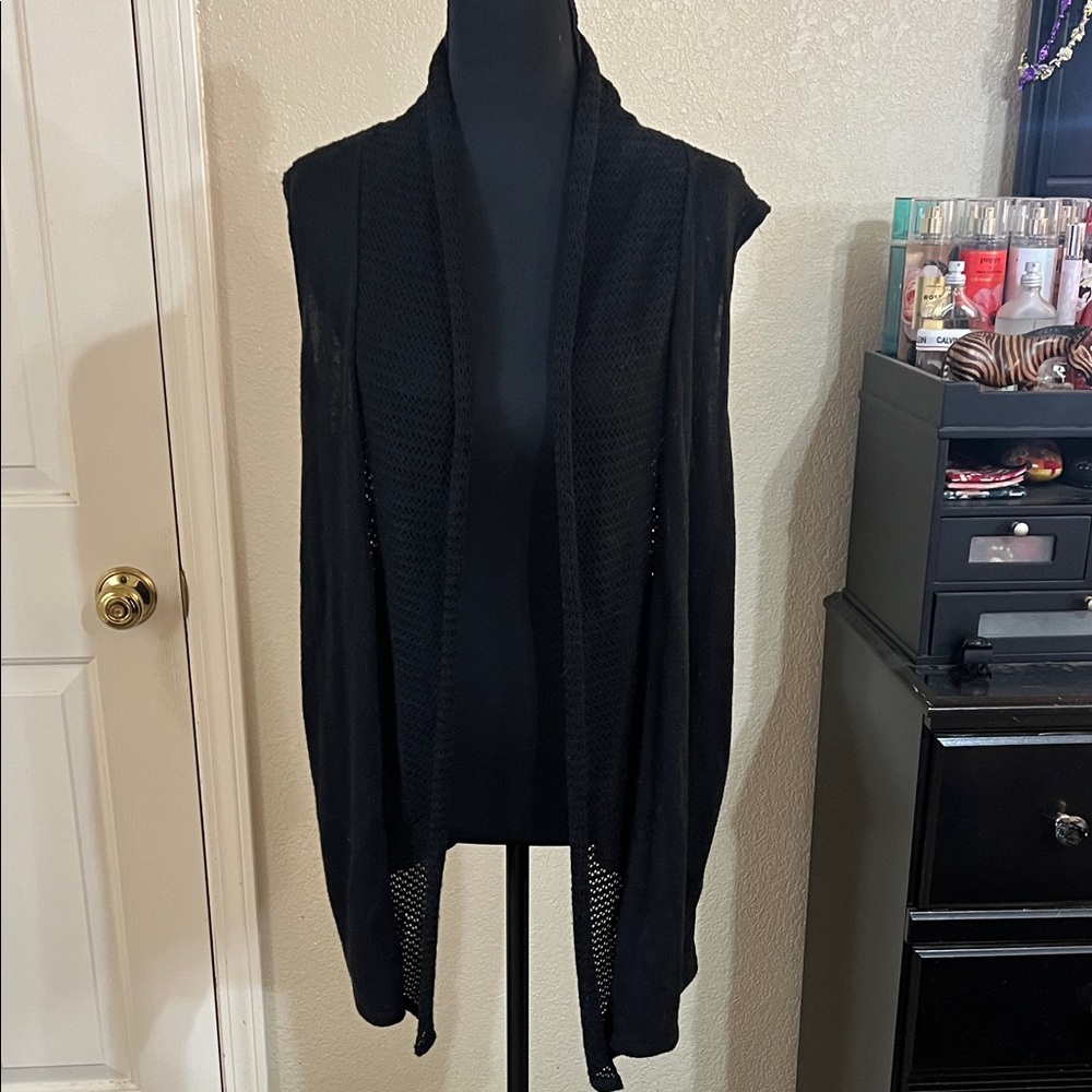 Women's Black Open-Front Sweater